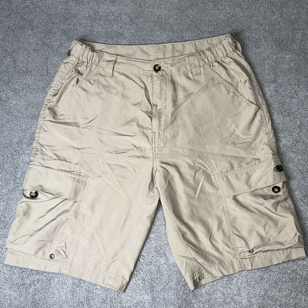 Mossy‎ Oak Cargo Shorts Mens Size 34 Beige Rip Stop Light Weight Cargo Pockets